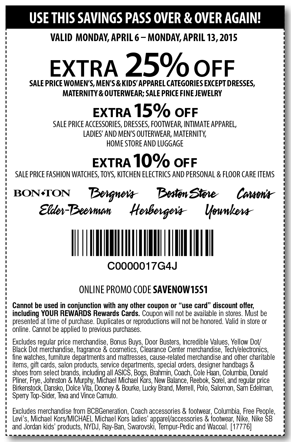 Carsons Coupon April 2024 Extra 25% off sale apparel at Carsons, Bon Ton & sister stores, or online via promo code SAVENOW1551