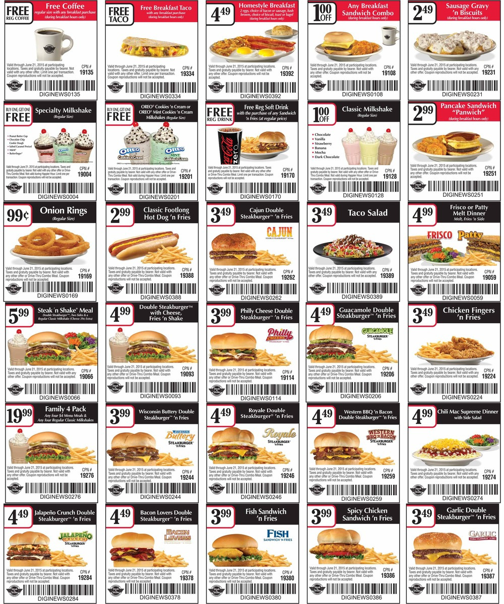 Steak n Shake Coupon April 2024 Free coffee & taco with your breakfast & more at Steak n Shake