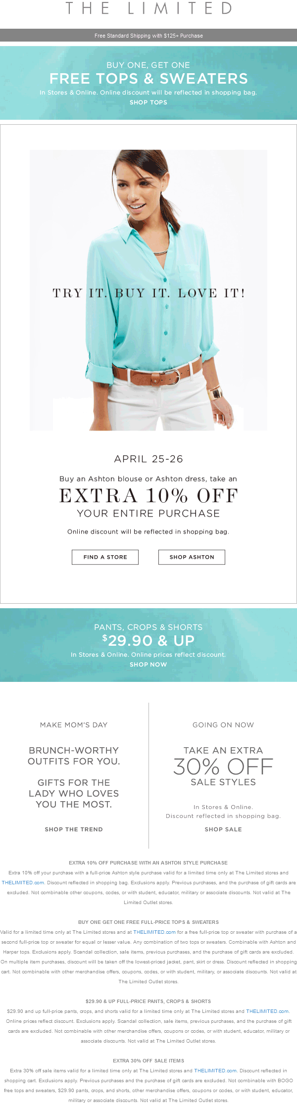 The Limited Coupon April 2024 2-for-1 tops, extra 30% off sale + another 10% off everything at The Limited, ditto online