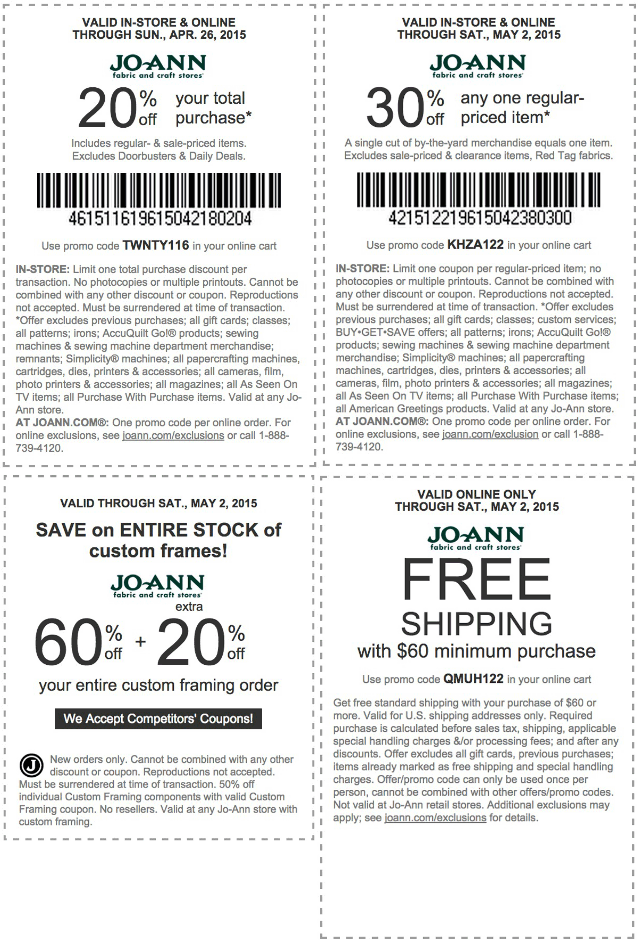 Jo-Ann Coupon April 2024 30% off a single item & more at Jo-Ann Fabric, or online via promo code KHZA122