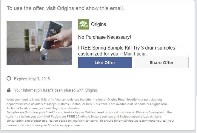 Free Sample: 3 items in-store at Origins coupons & promo code for [May 2024]