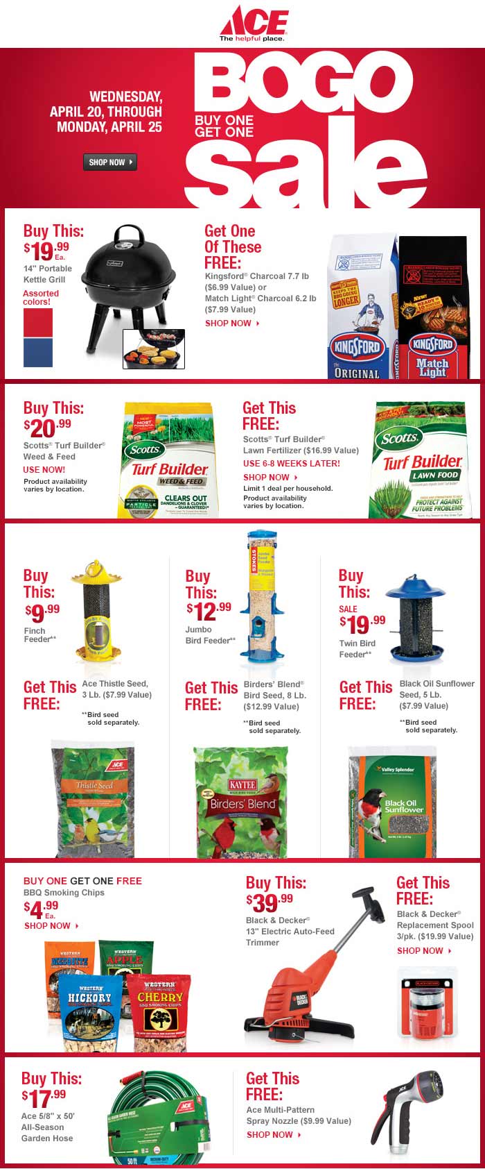 Ace Hardware coupons 50 off a single item under 30