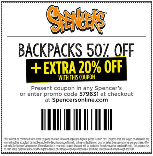 Spencers Coupons Extra 20 off at Spencers, or online