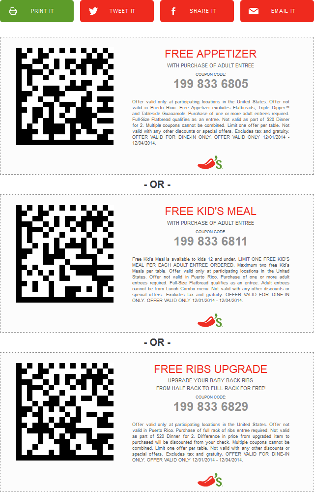 Chilis coupons & promo code for [May 2024]