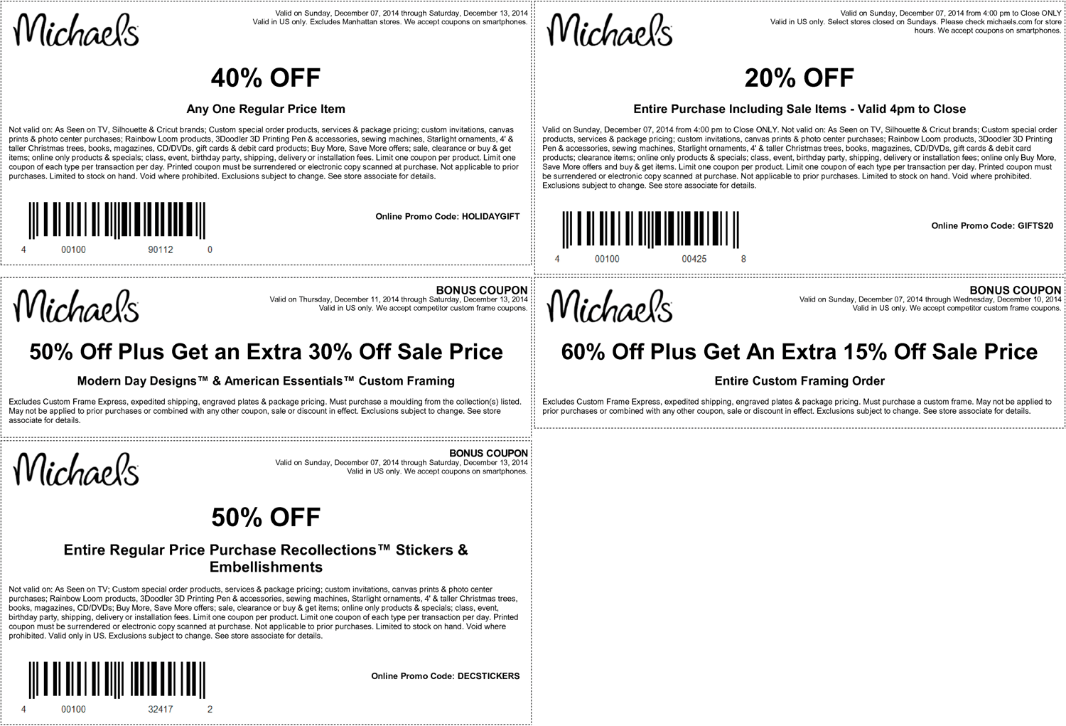 Michaels coupons 20% off everything 40% off a single