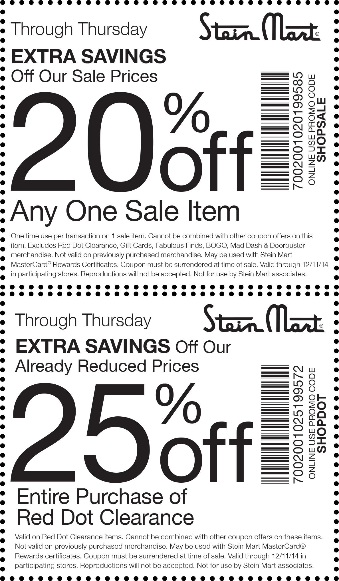 Stein Mart Coupon April 2024 Extra 25% off clearance & more at Stein Mart, or online via promo code SHOPDOT