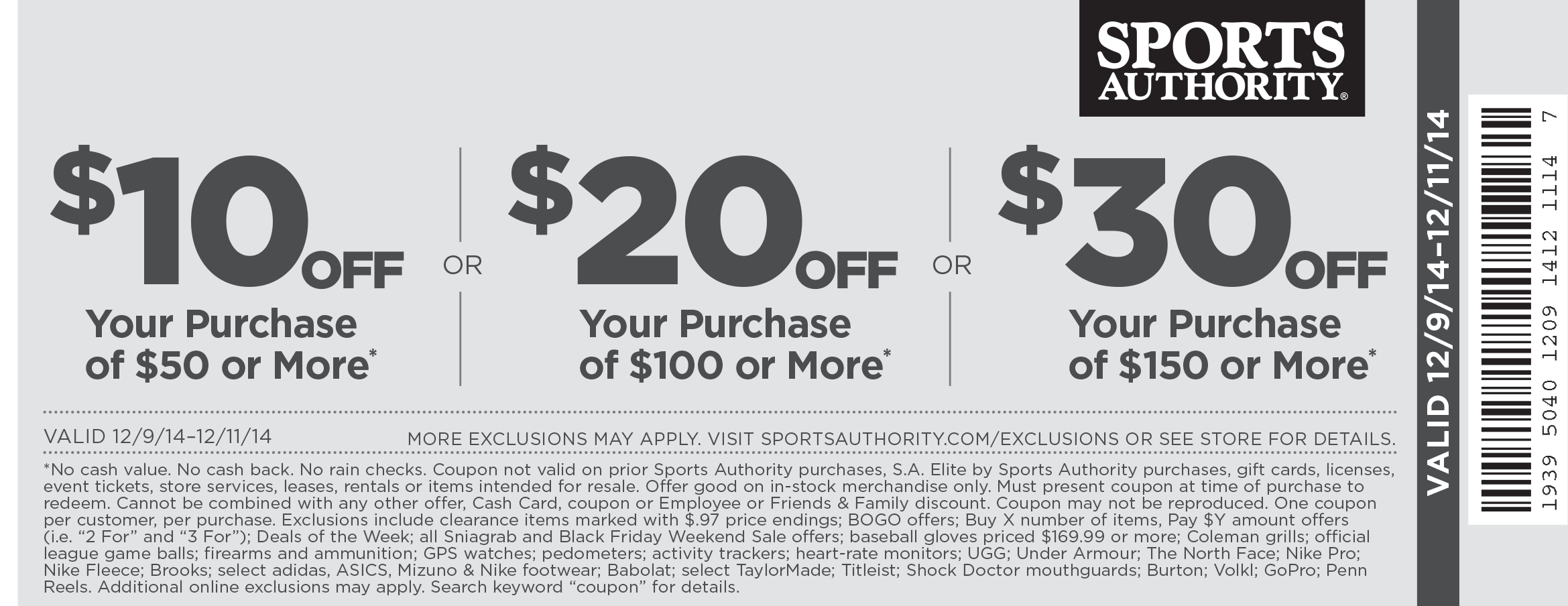 Sports Authority Coupon April 2024 $10 off $50 & more today at Sports Authority, ditto online