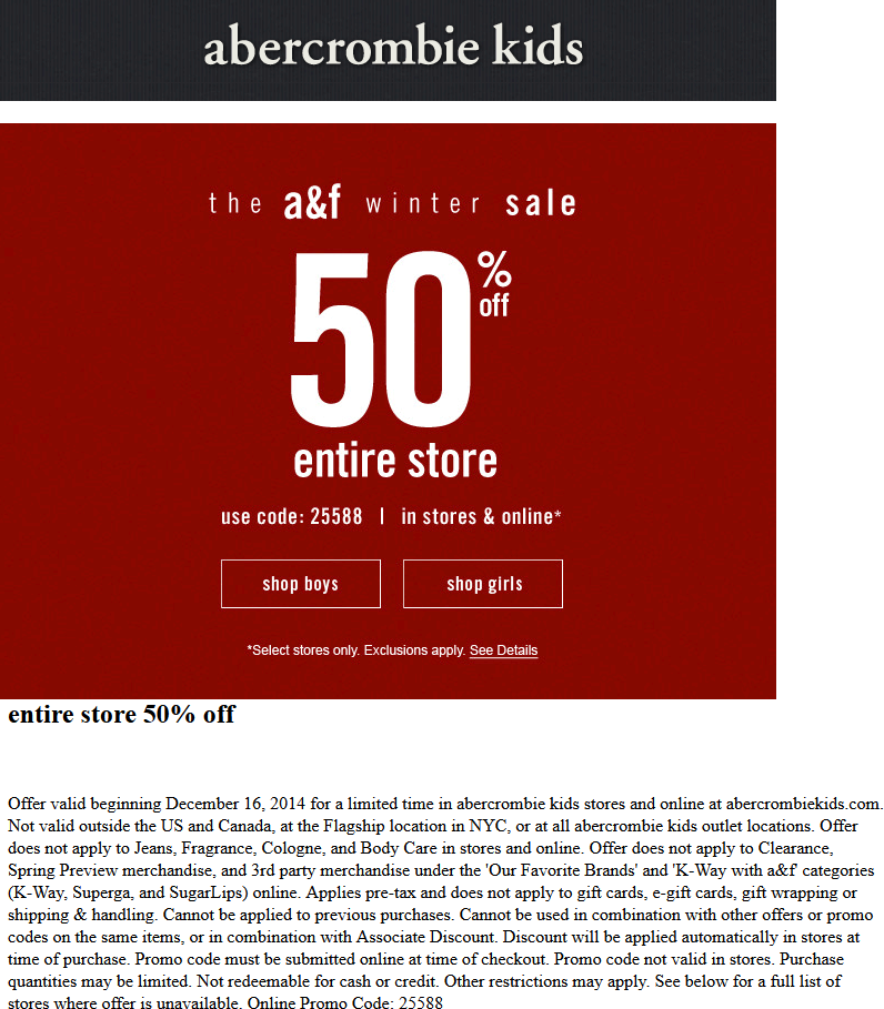 abercrombie and fitch coupon codes