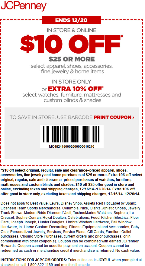 JCPenney Coupon April 2024 $10 off $25 at JCPenney, or online via promo code JOYFUL