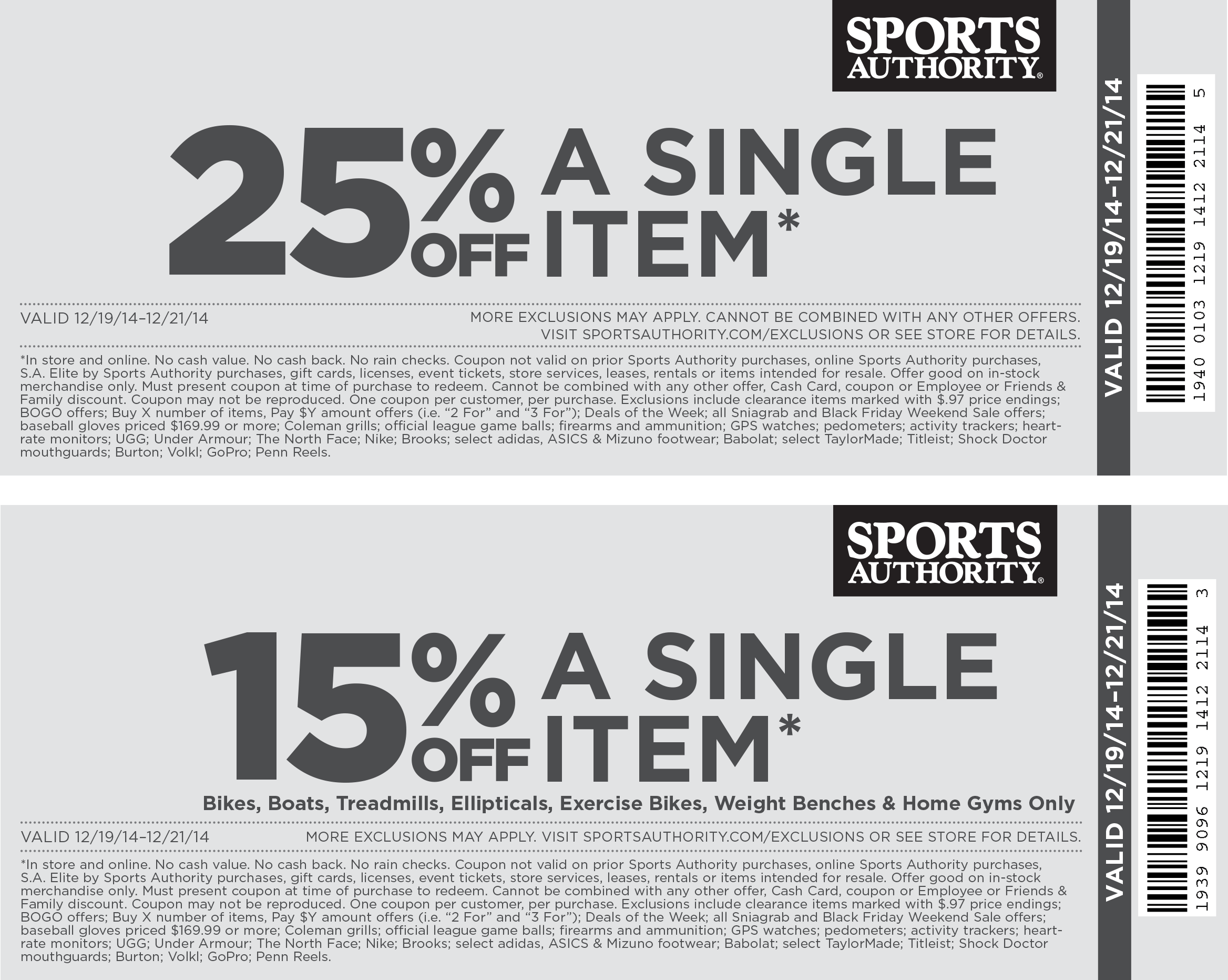 Sports Authority Coupon April 2024 25% off a single item & more at Sports Authority, ditto online