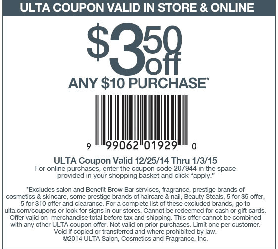 Ulta Coupon April 2024 $3 off $10 at Ulta, or online via promo code 207944