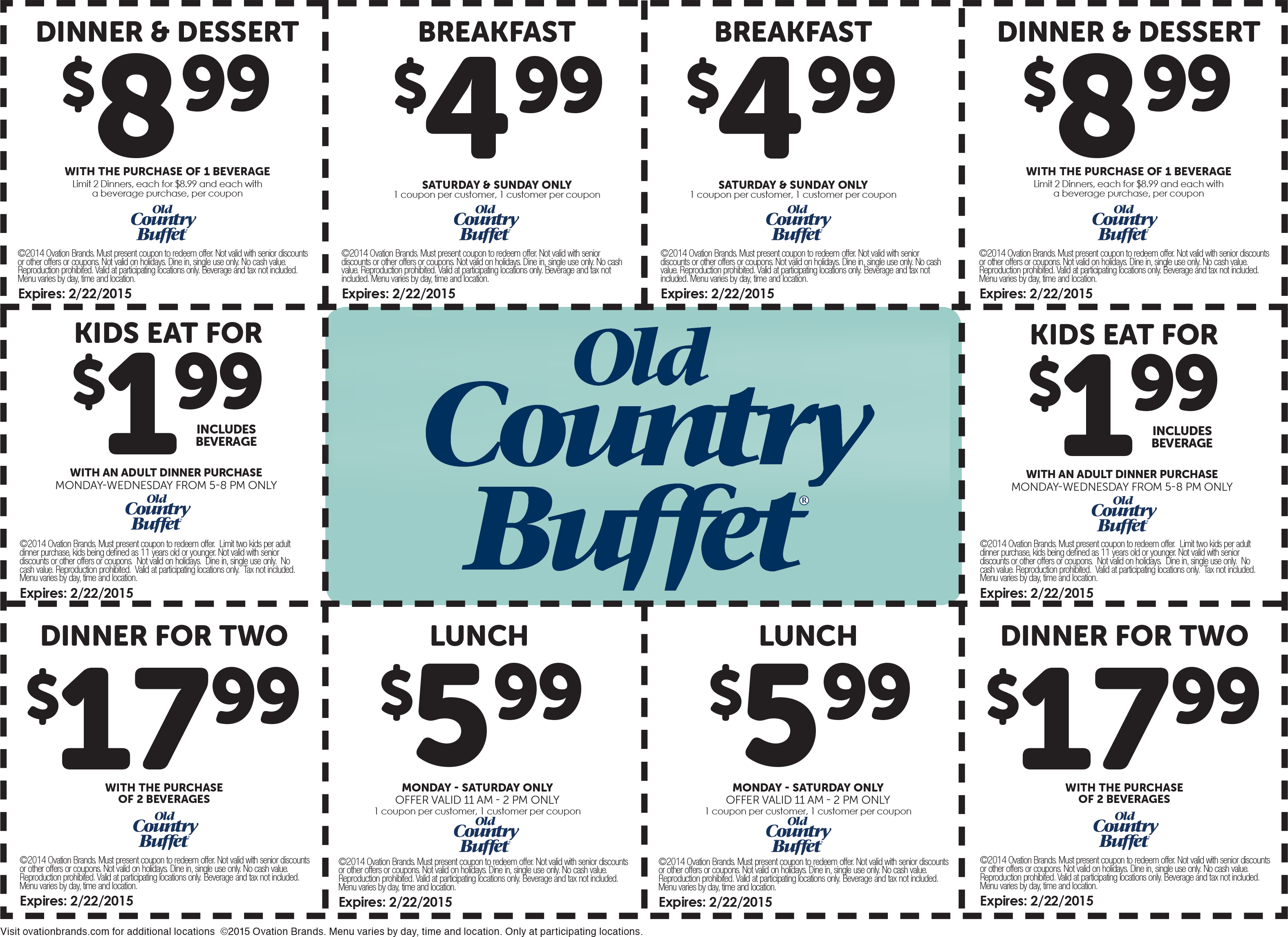 Old Country Buffet Coupon April 2024 $2 kids, $5 breakfast, $6 lunch & more at Old Country Buffet