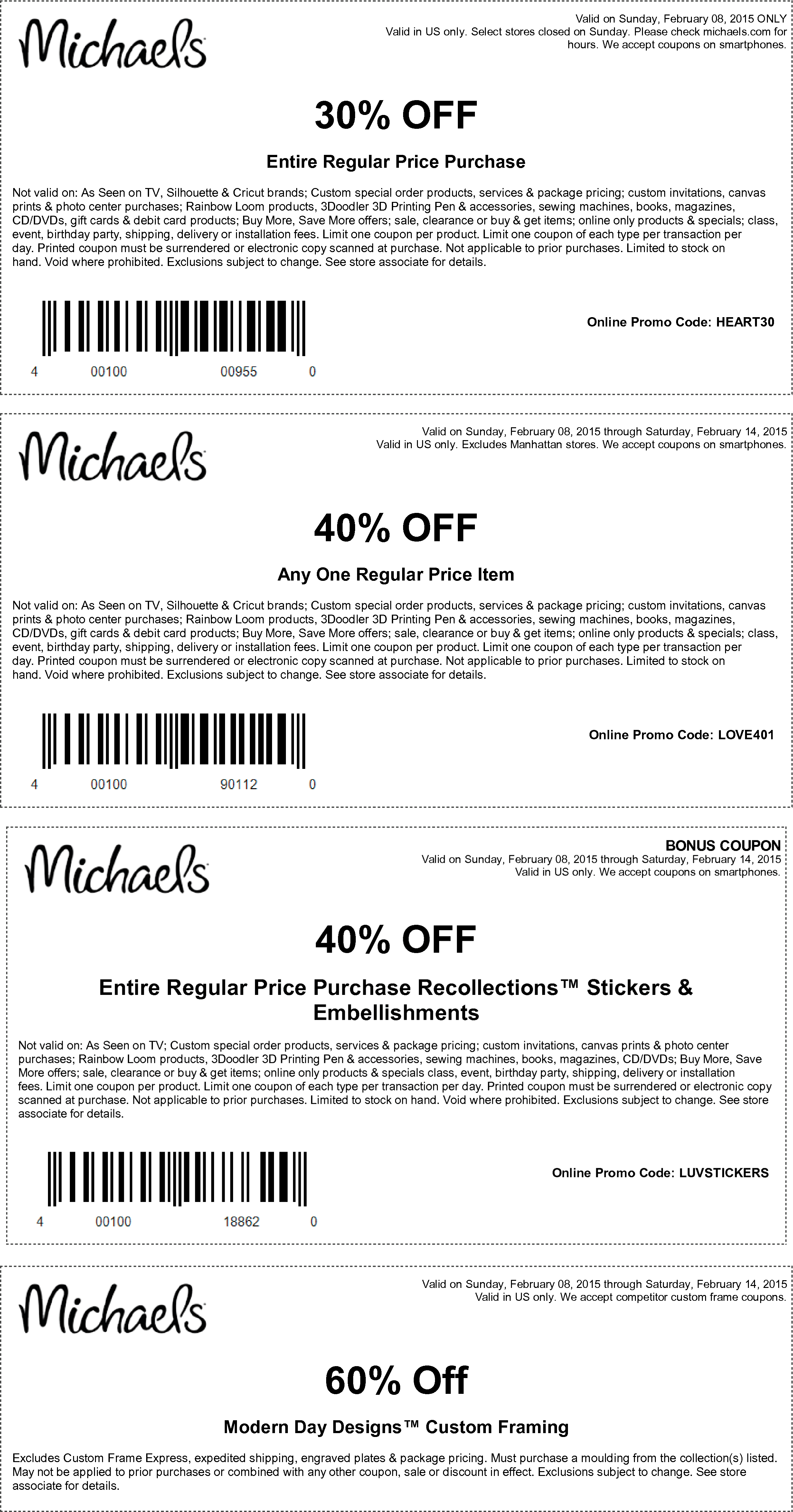 Michaels Coupon April 2024 30% off everything, 40% off a single item & more at Michaels, or online via promo code LOVE401