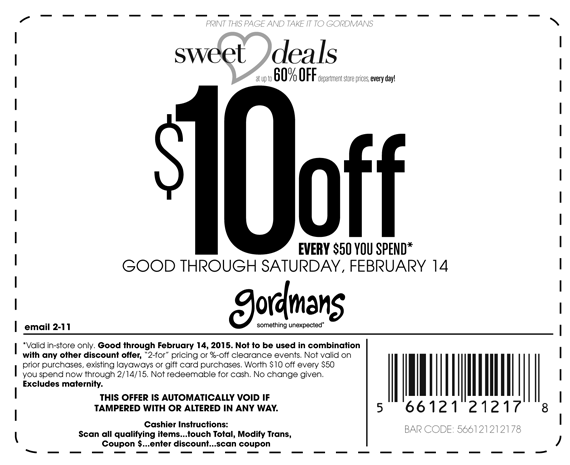 Gordmans Coupon April 2024 $10 off every $50 at Gordmans