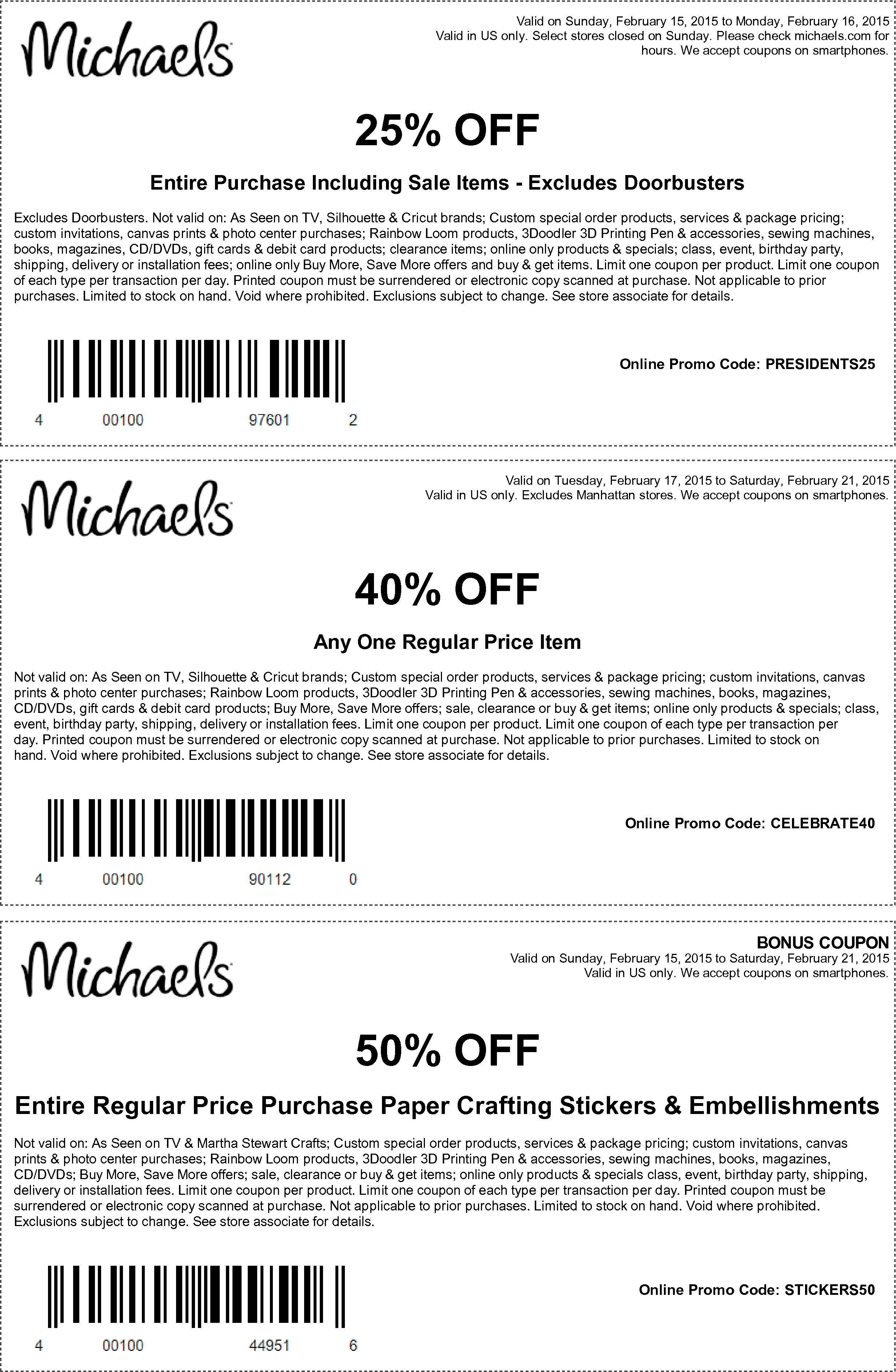 Michaels Coupon April 2024 25% off the tab, 40% off a single item & more at Michaels, or online via promo code CELEBRATE40