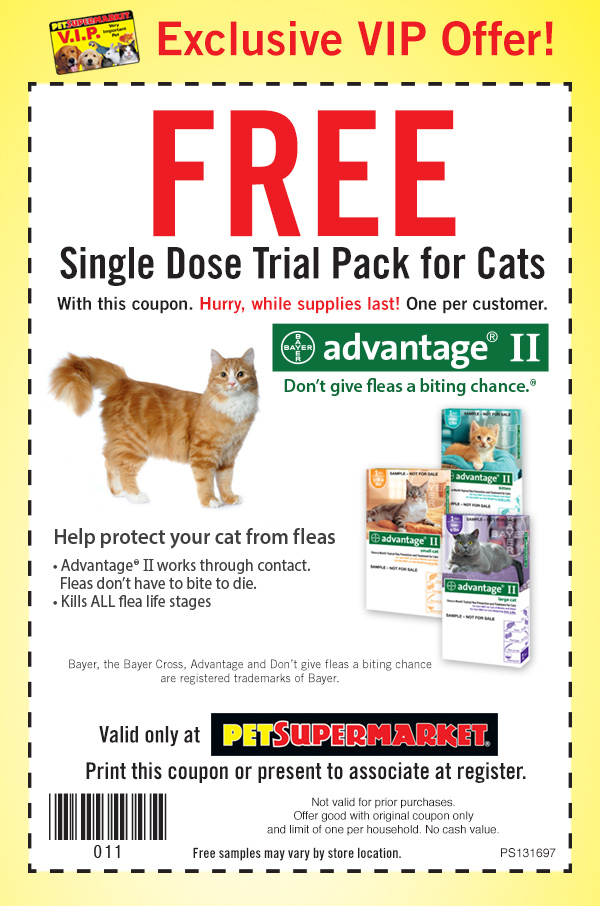 Pet Supermarket Coupon April 2024 Advantage flea dosage for cats free at Pet Supermarket