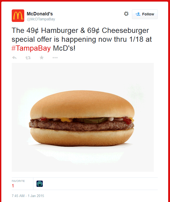 McDonalds Coupon April 2024 49Â¢ hamburger & 69Â¢ cheeseburgers at some McDonalds