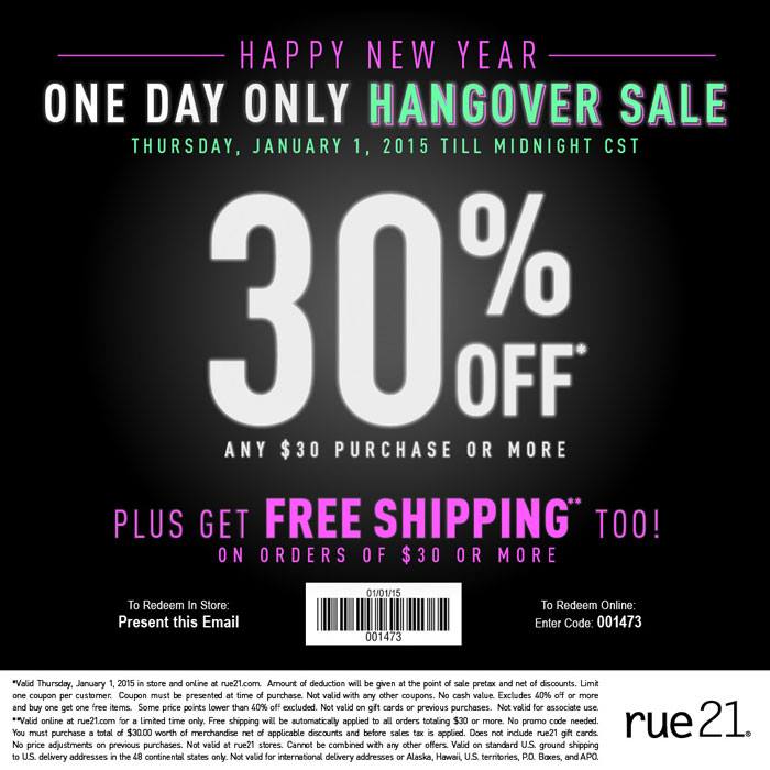 Rue21 Coupon April 2024 30% off $30 today at rue21, or online via promo code 001473