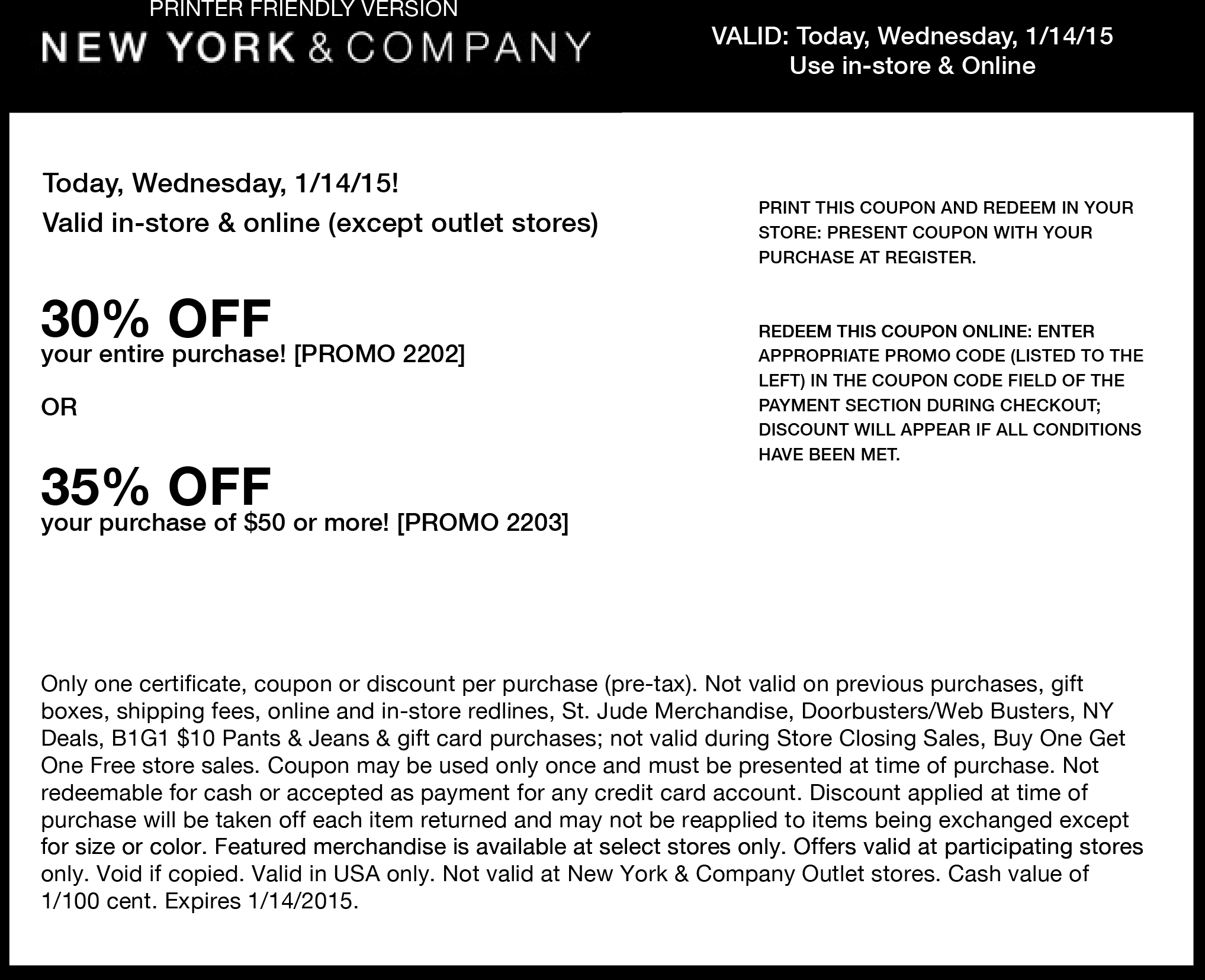 New York & Company Coupon April 2024 30-35% off today at New York & Company, or online via promo code 2202