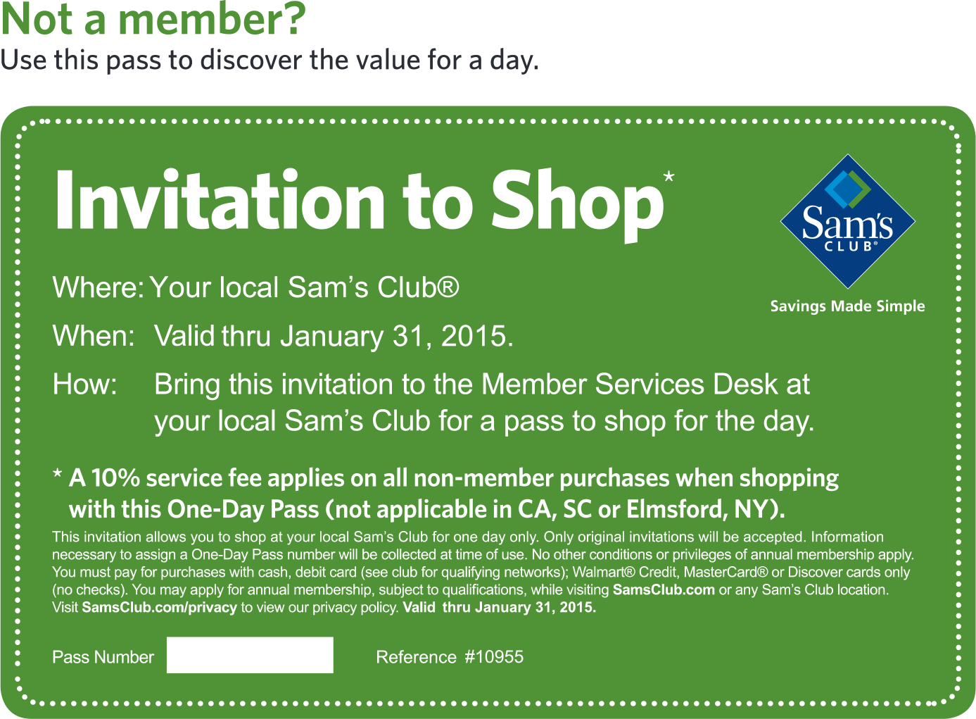 Sams Club Coupon April 2024 Free day entrance as non-member at Sams Club