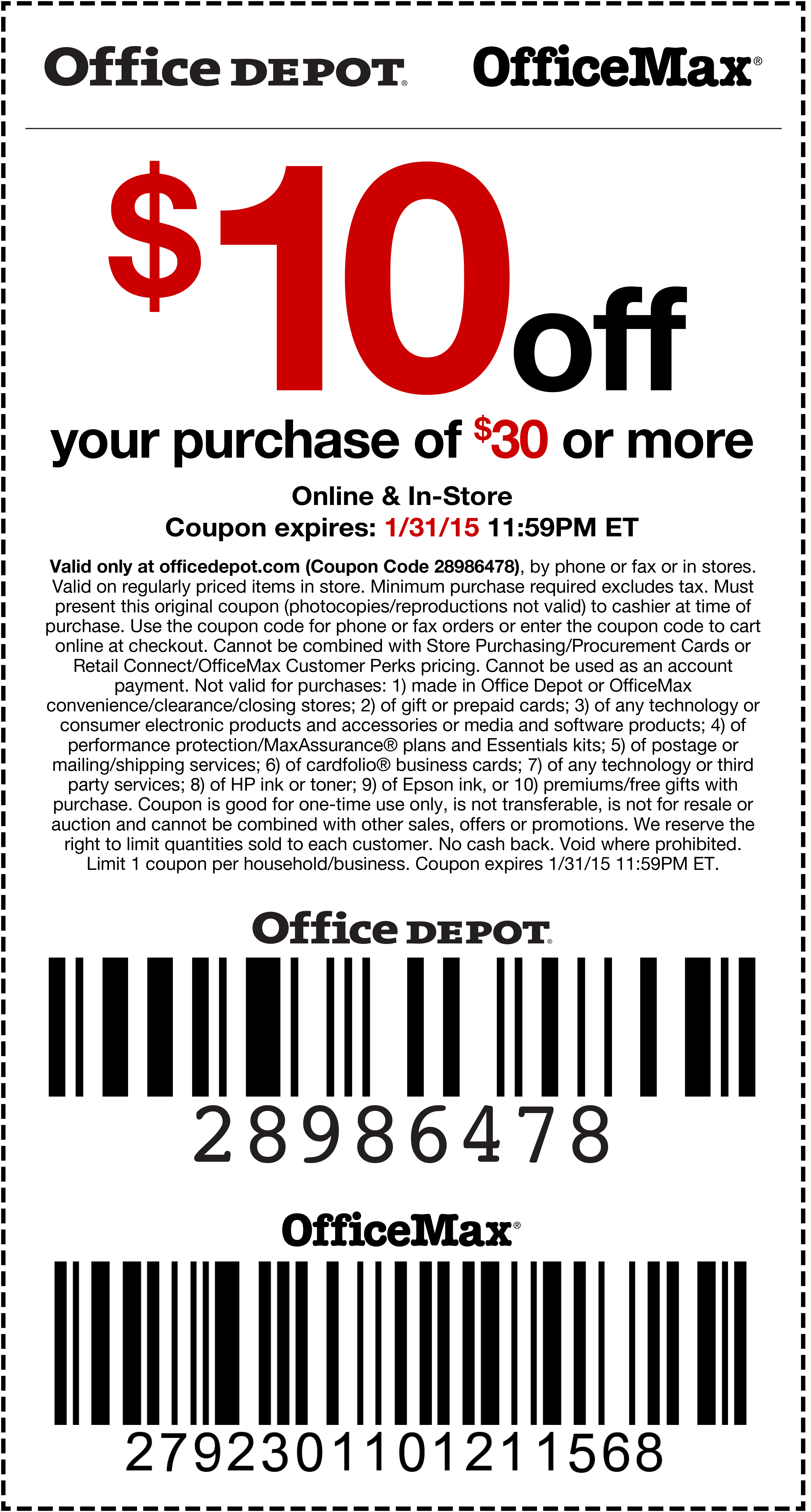 Office Depot Coupon April 2024 $10 off $30 at Office Depot & OfficeMax, or online via promo code 28986478