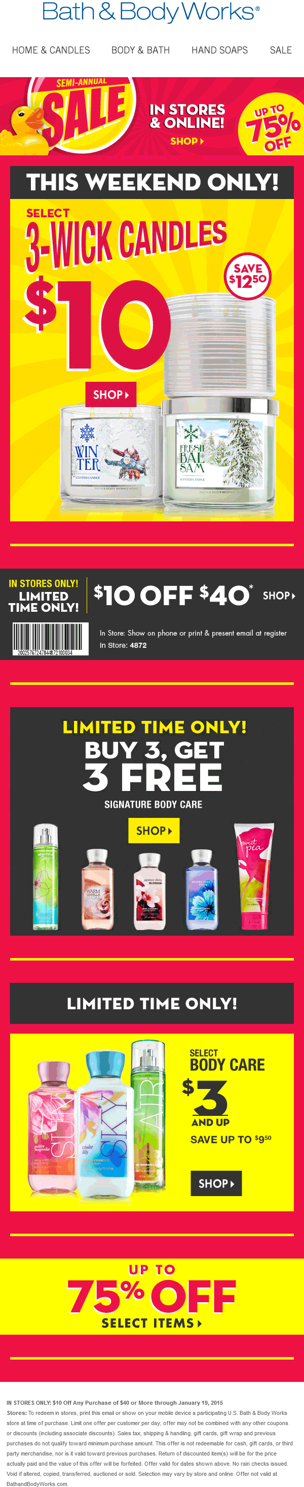 Bath & Body Works Coupon April 2024 $10 off $40 at Bath & Body Works