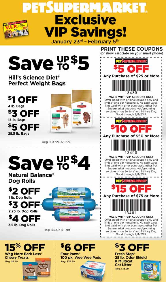 Pet Supermarket Coupons - $5 off $25 & more at Pet Supermarket