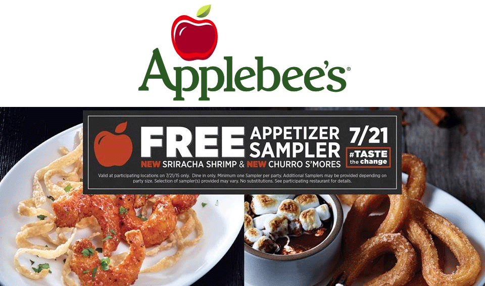 Applebees Coupons Free Appetizer Sampler The 21st At Applebees Applebees Coupons Free Appetizer Sampler The 21st At Applebees