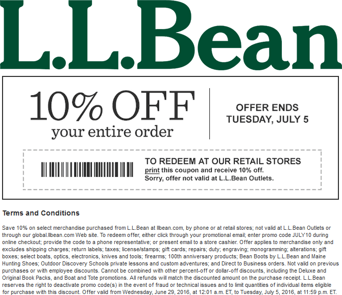 ll bean promo code november