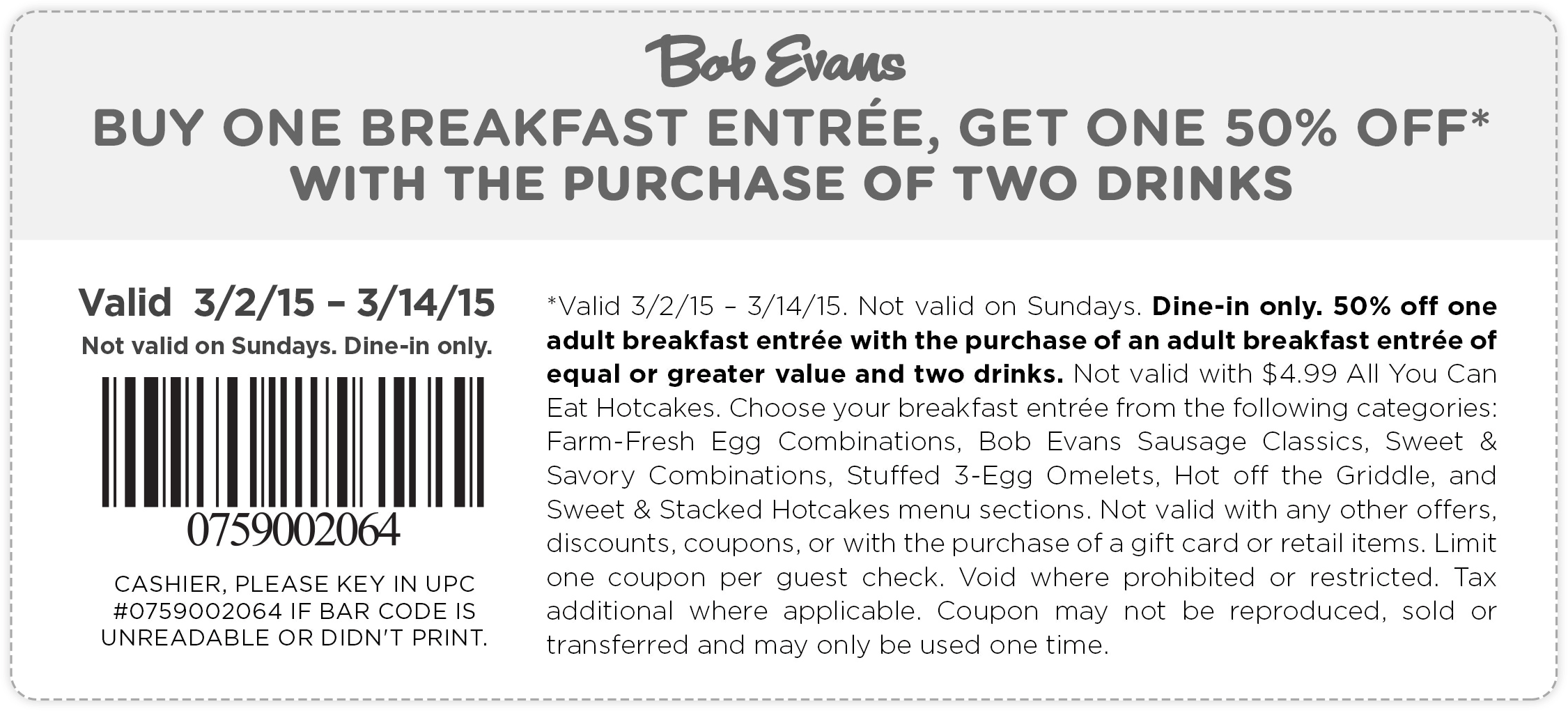 Bob Evans Coupon April 2024 50% off second breakfast at Bob Evans