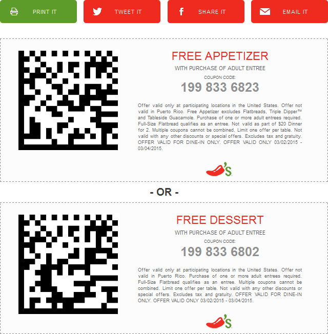 Chilis coupons & promo code for [May 2024]