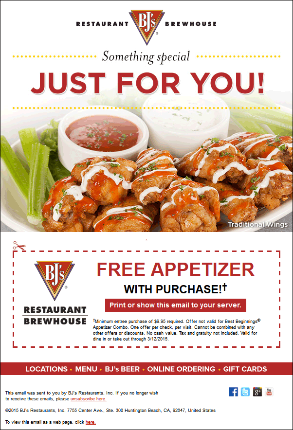 BJs Restaurant coupons & promo code for [May 2024]