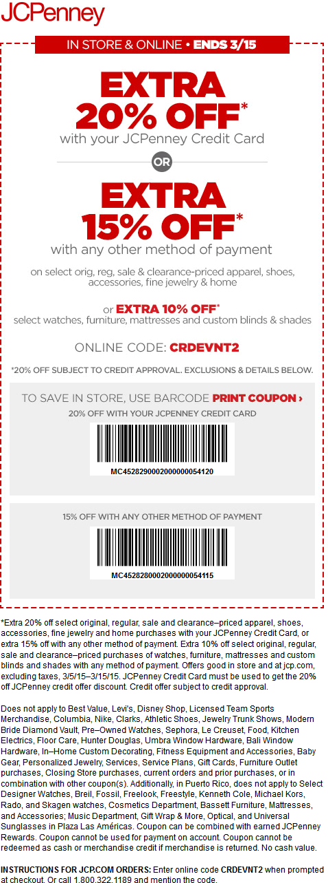 JCPenney Coupon April 2024 15% off at JCPenney, or online via promo code CRDEVNT2