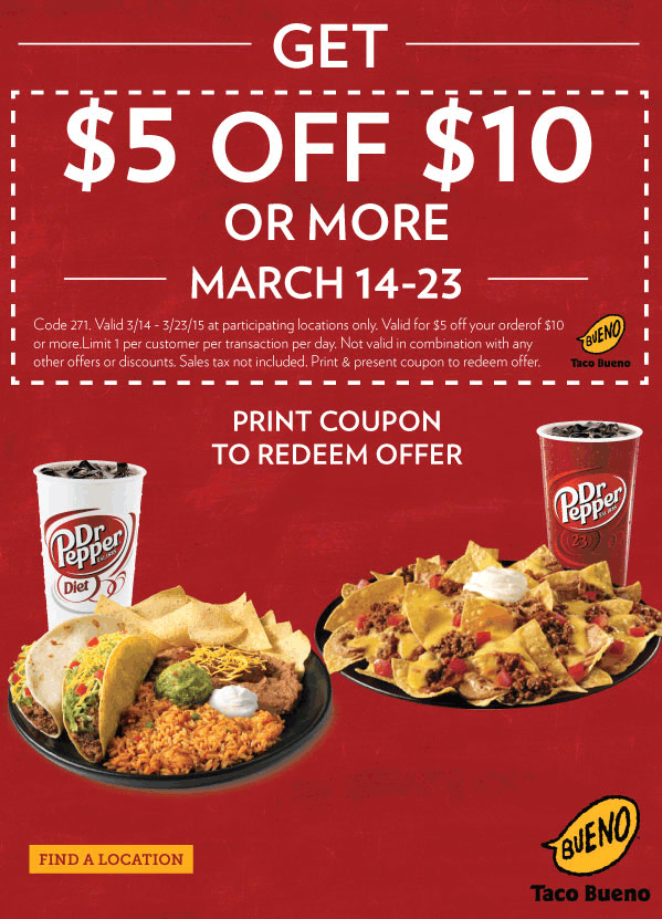 Taco Bueno coupons & promo code for [April 2024]
