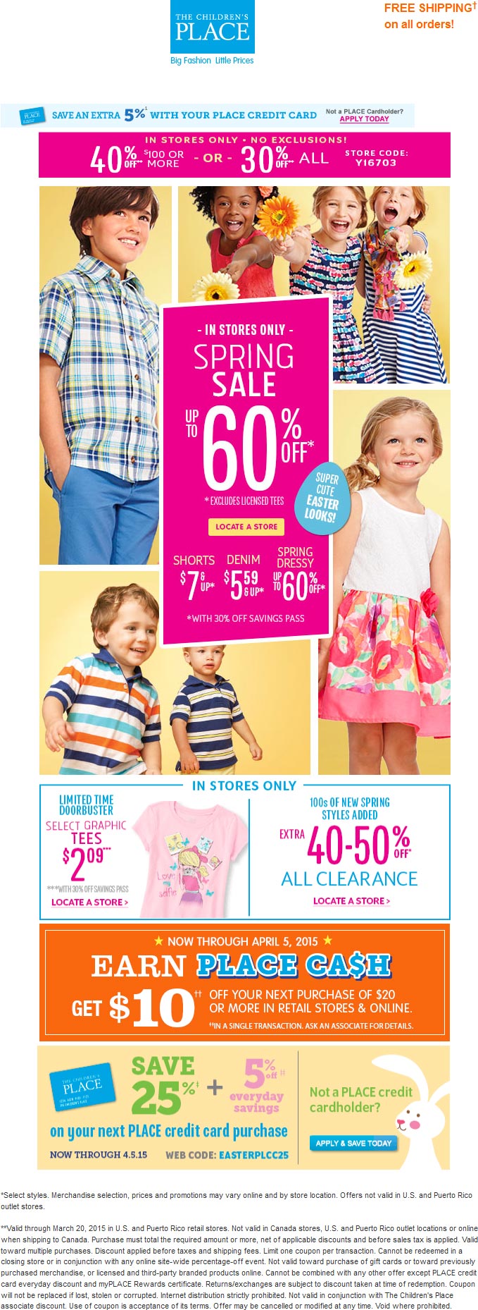 Childrens Place coupons & promo code for [April 2024]