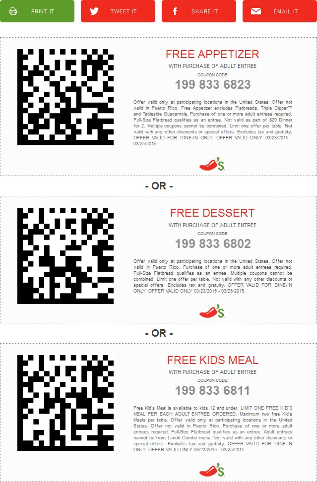 Chilis May 2024 Coupons and Promo Codes 🛒