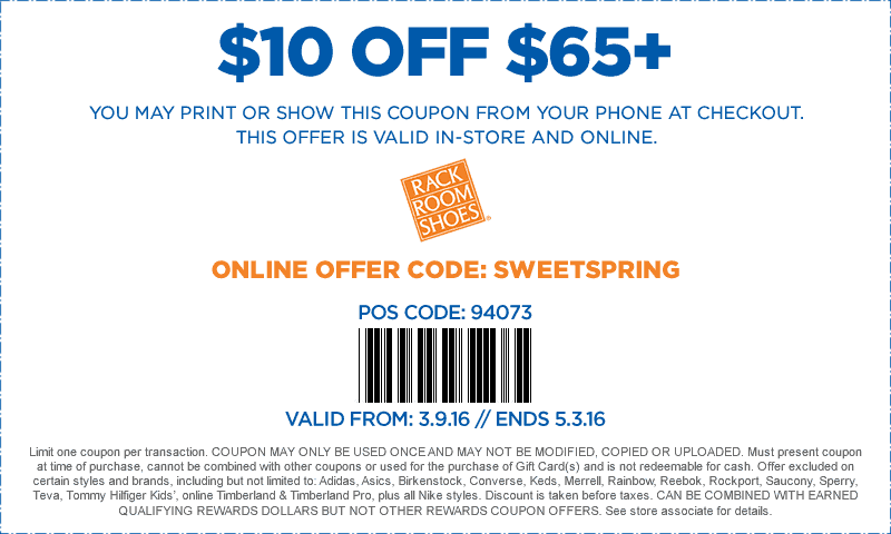 Rack room store coupon in store