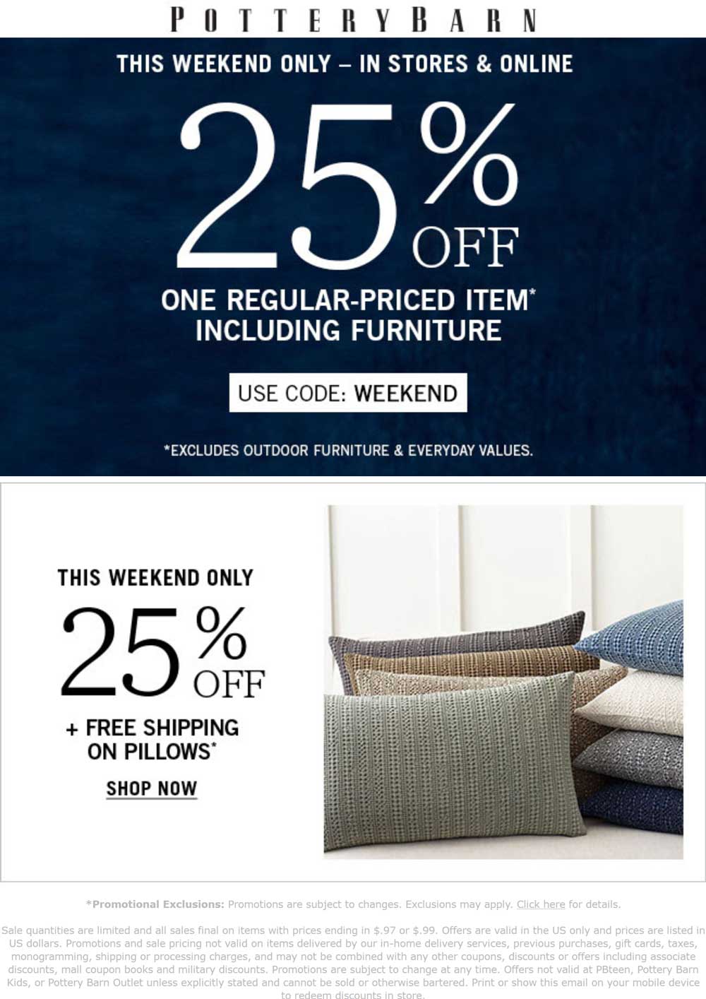 Pottery Barn Coupons 25 Off A Single Item At Pottery