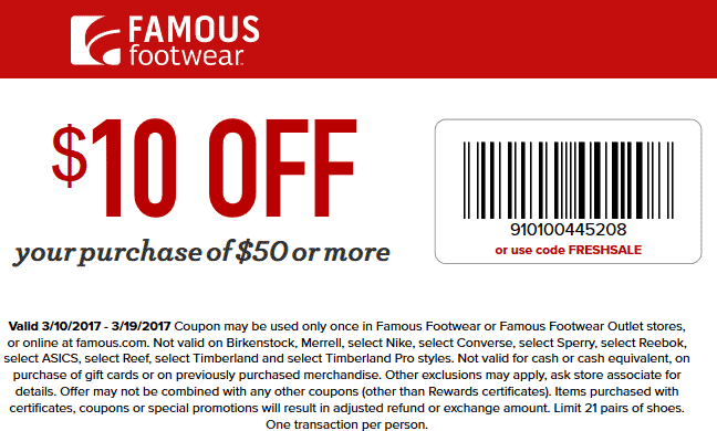 famous footwear coupon in store printable