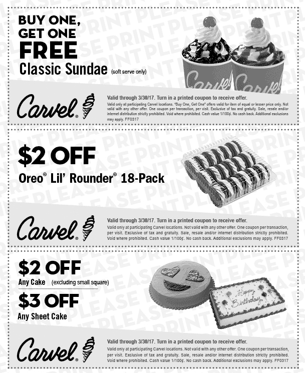 Free Printable Carvel Cake Coupons Printable Templates