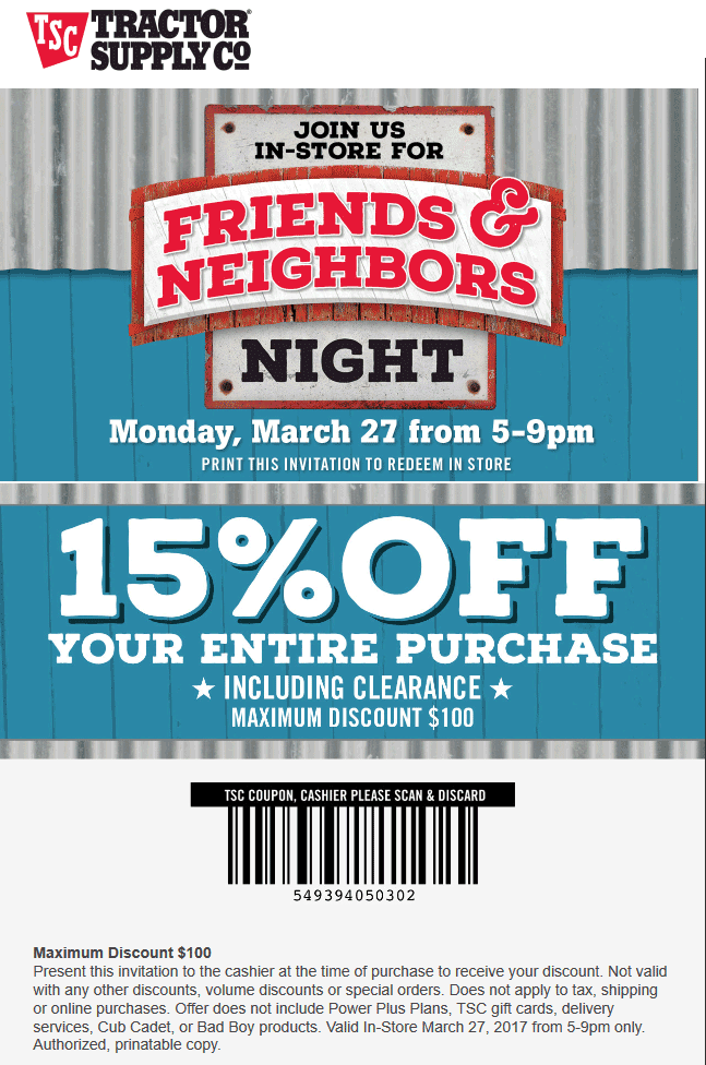 Tractor Supply Co Coupons 10 Off The Tab At Tractor