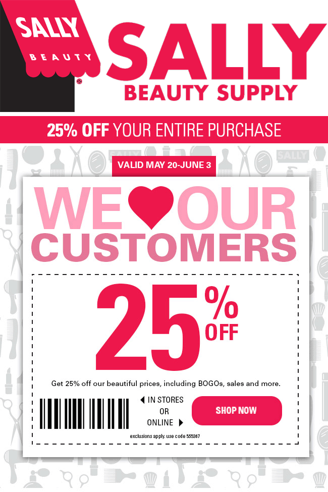 Sally Beauty Coupons 25 off at Sally Beauty Supply, or online via