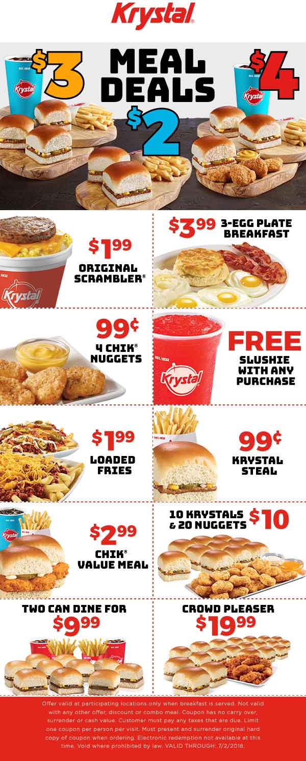 Krystal Coupons Free Slushie More At Krystal Restaurants