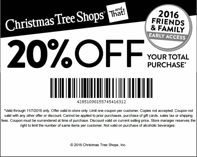 Christmas Tree Shops Coupons 20 Off Today At