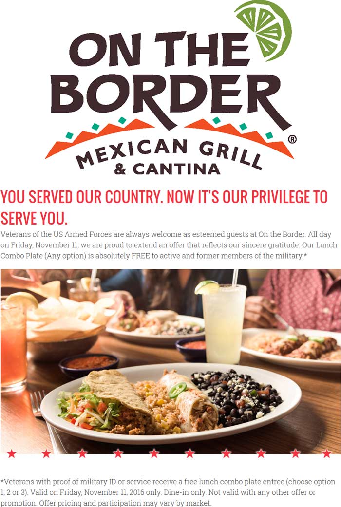 On The Border coupons Free queso with your entree