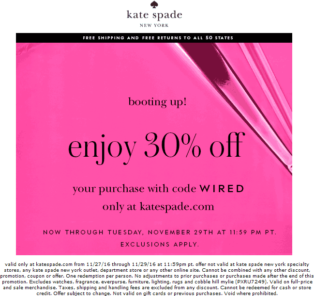 Kate Spade Coupons 30 off everything at Kate Spade, or online via