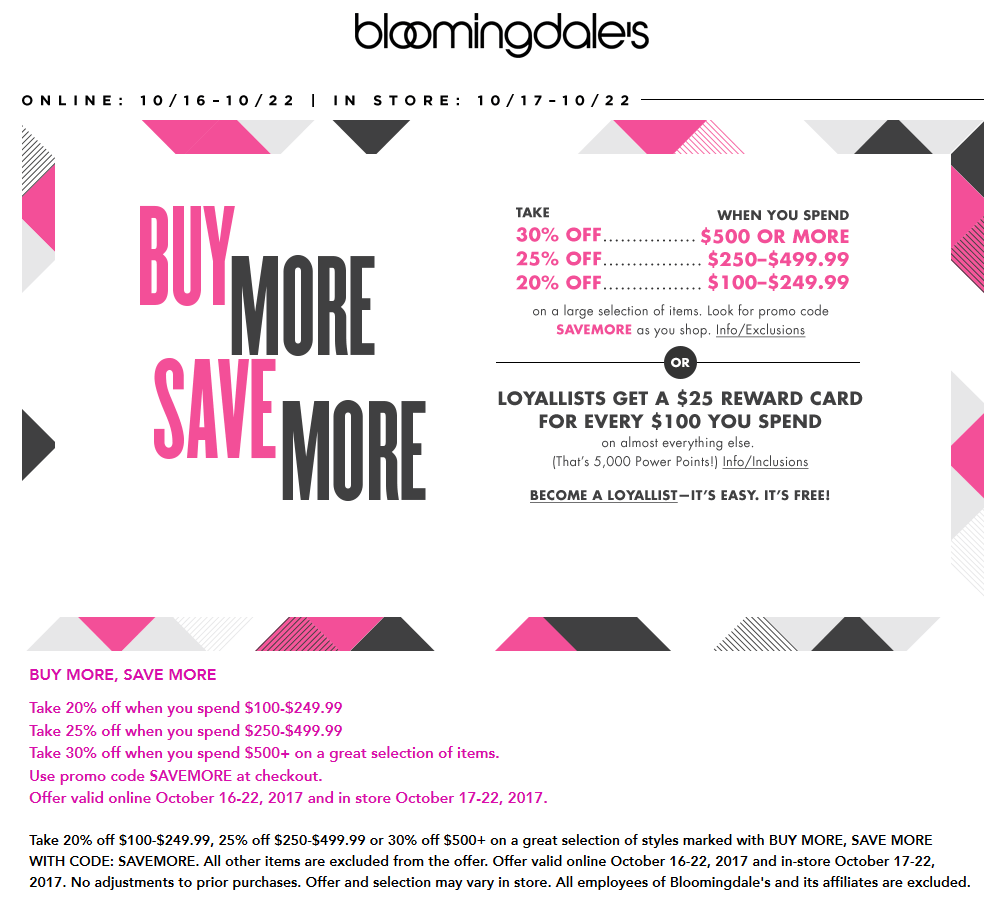 Bloomingdales Coupons 2030 off 100+ at Bloomingdales, or online