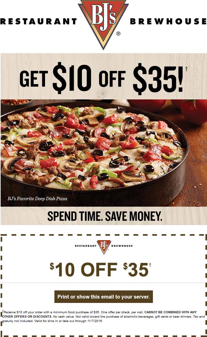 BJs Restaurant Coupons Second entree free at BJs Restaurant and Brewhouse