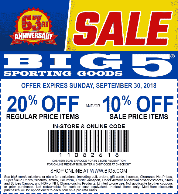 39 Big Five Coupon 10 Off 30