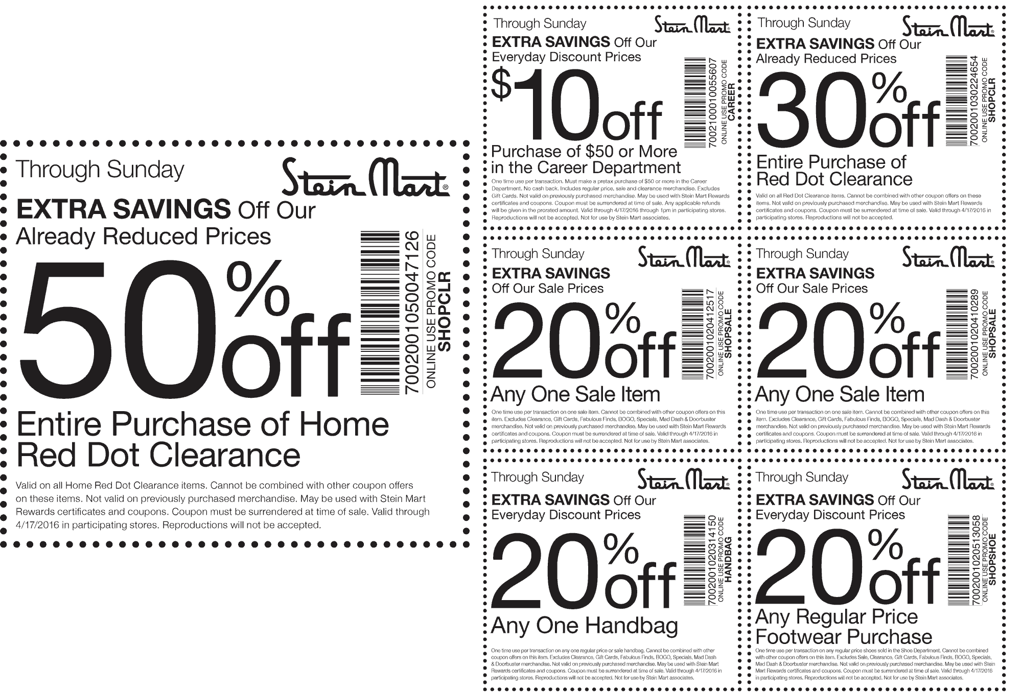 Stein Mart Coupon April 2024 50% off home clearance & more at Stein Mart, or online via promo code SHOPCLR